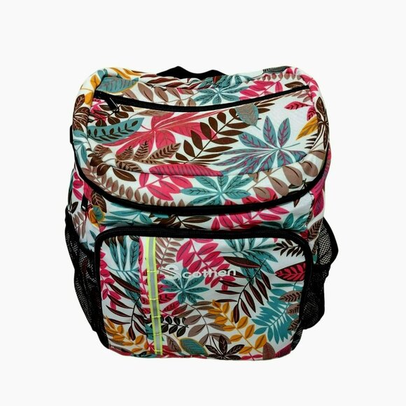 Scothen Cooler Backpack Insulated Bag With Mesh Pockets, Tropical Leaves Floral - Picture 1 of 6